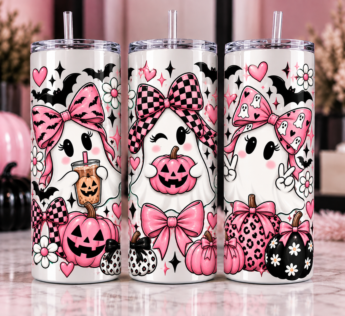 Pretty in Pink Spooky Tumbler