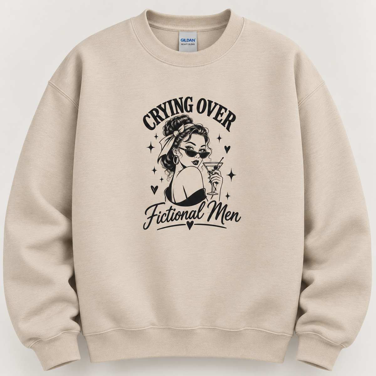 Crying over fictional men crewneck