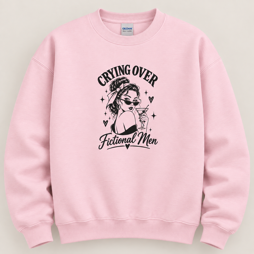 Crying over fictional men crewneck