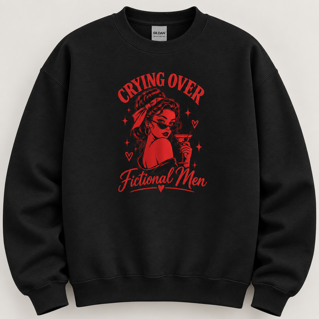 Crying over fictional men crewneck