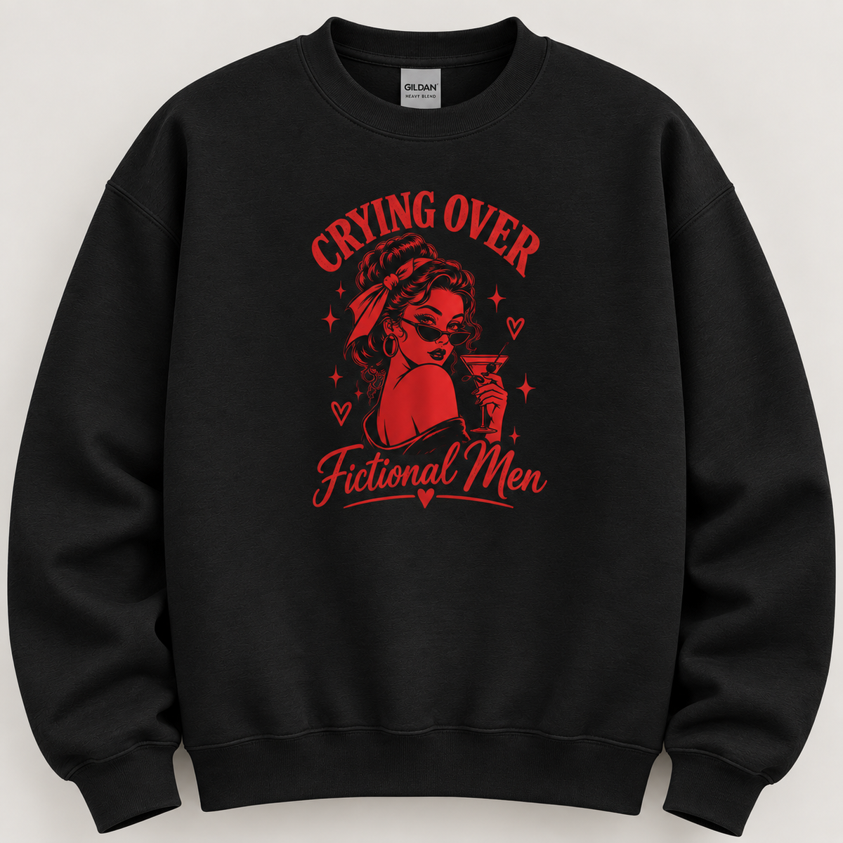 Crying over fictional men crewneck