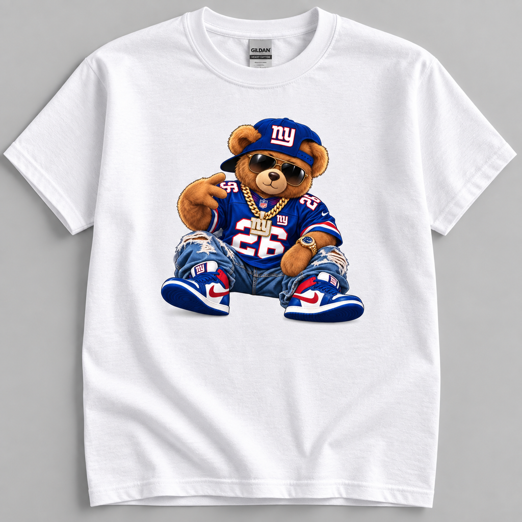 NY Football Bear Adult T-Shirt