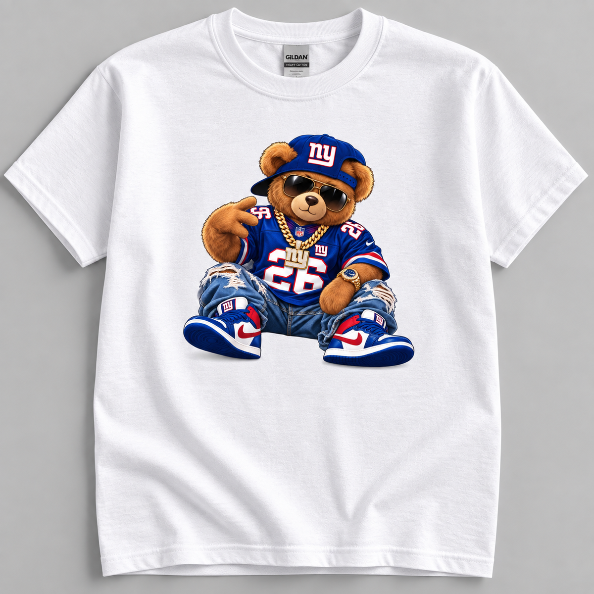 NY Football Bear Adult T-Shirt