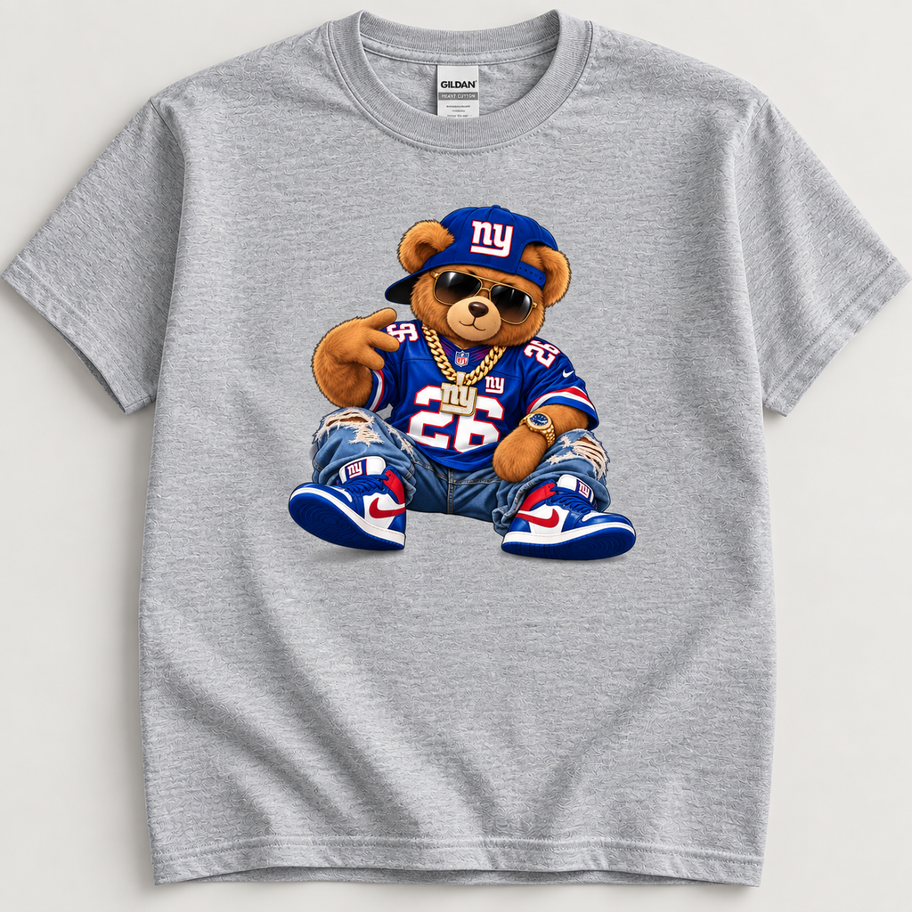 NY Football Bear Adult T-Shirt