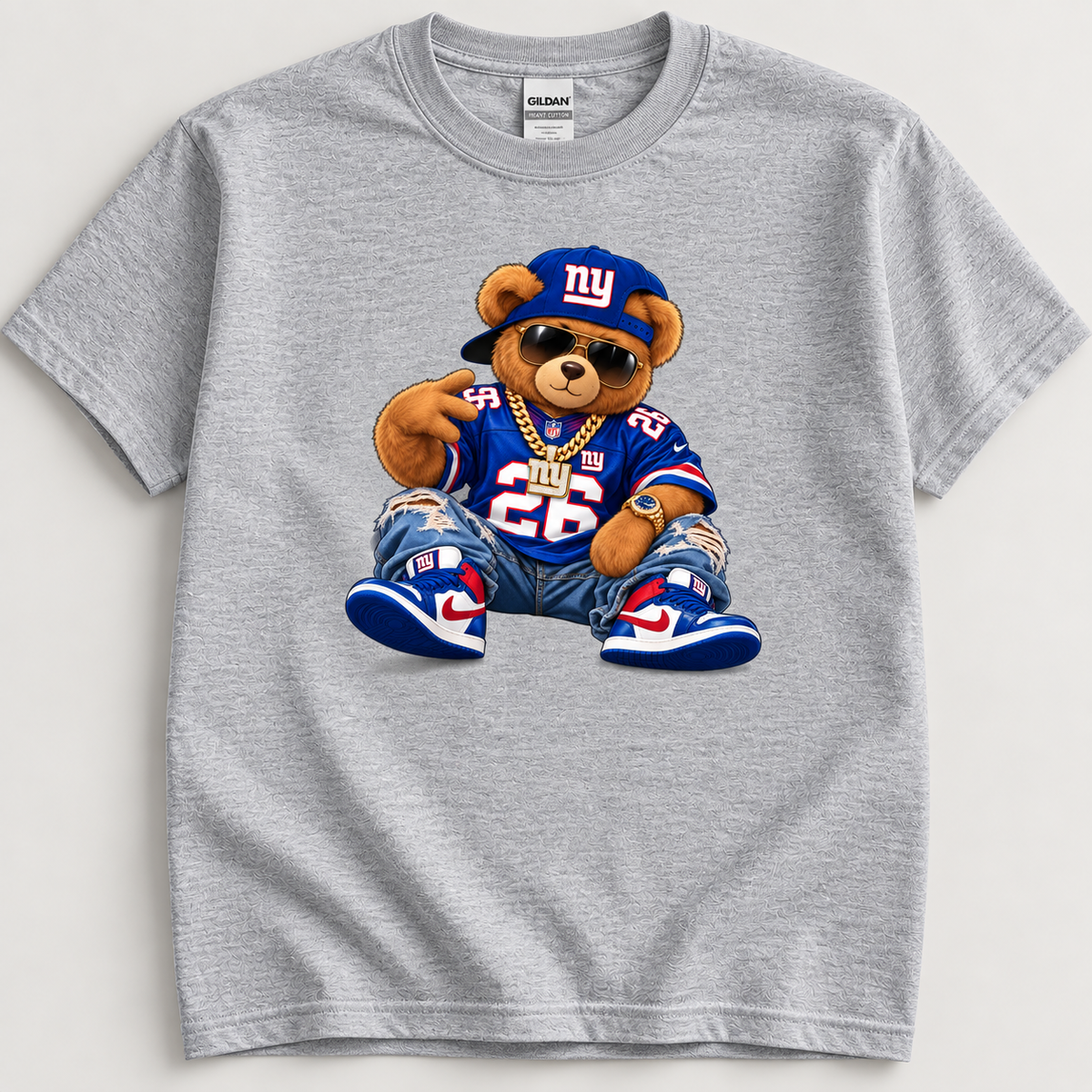 NY Football Bear Adult T-Shirt