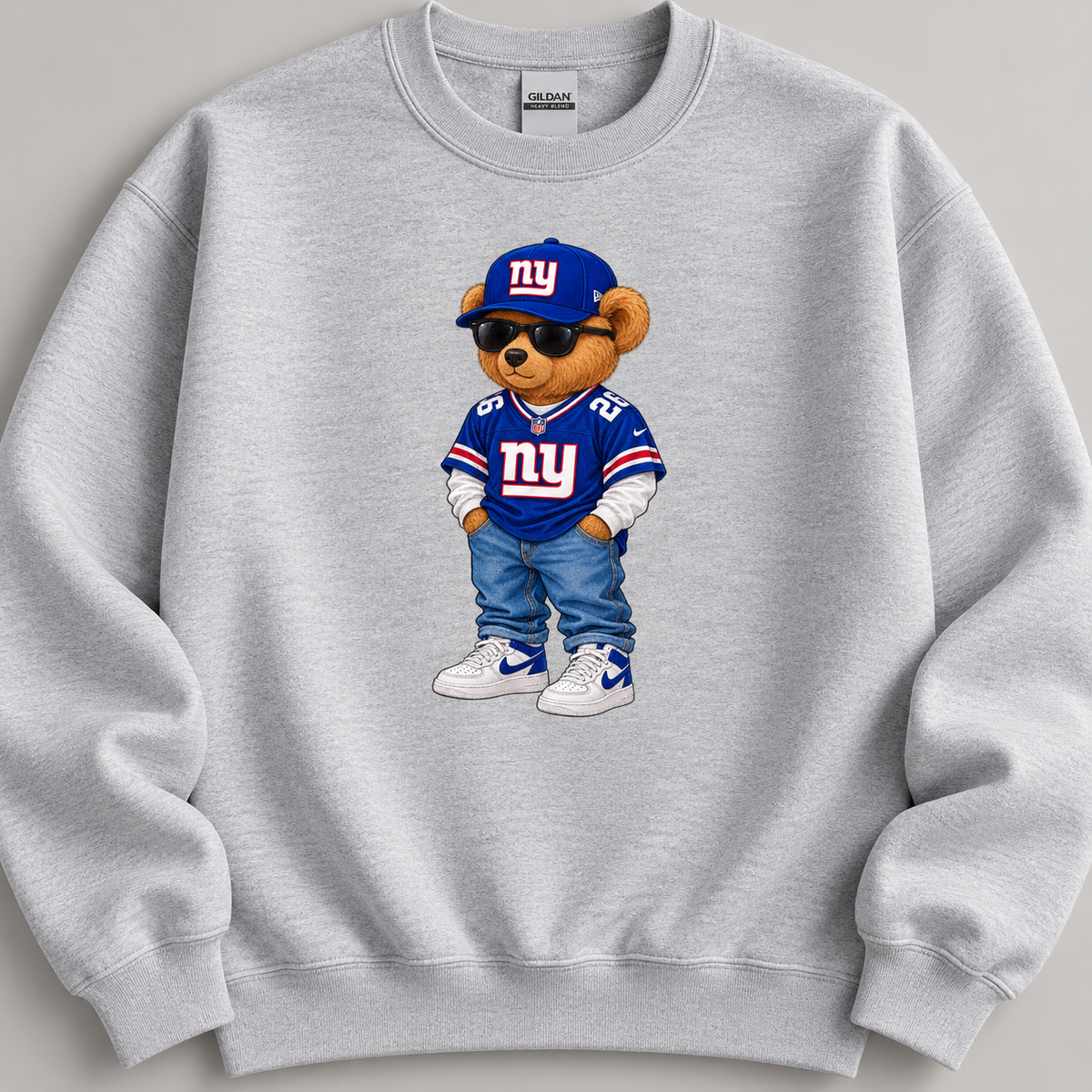 NY Football Bear Youth Crewneck